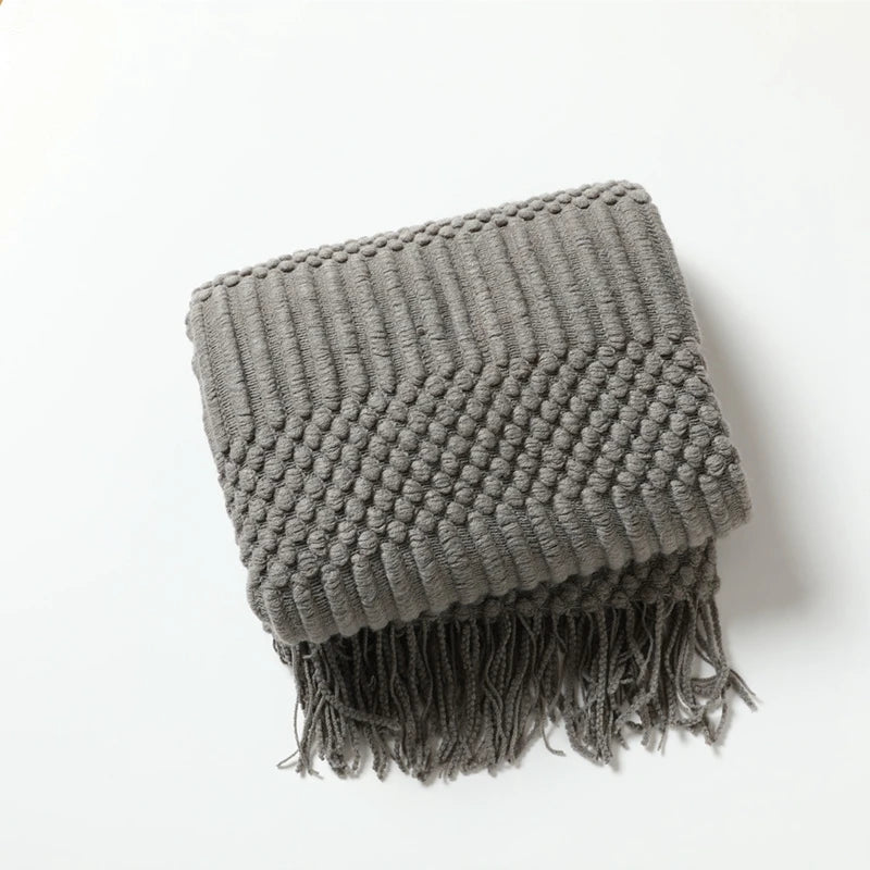 Cozy White Boho Chunky Knit Throw Blanket - Luxuriously Soft & Travel-Friendly 6