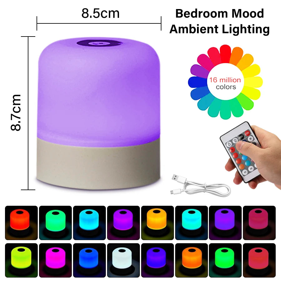 Dimmable USB Rechargeable Touch LED Bedside Lamp with 3 Color Options 6