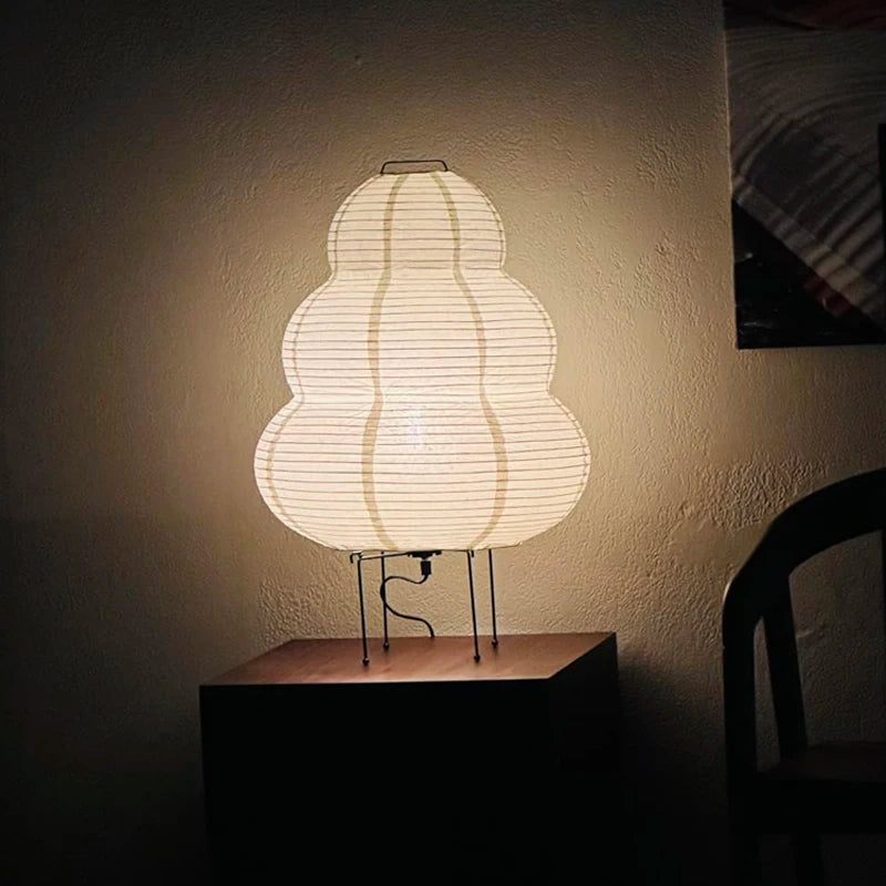 Japanese Style LED Rice Paper Desk Lamp - Tricolor Dimming for Bedroom & Living Room 3