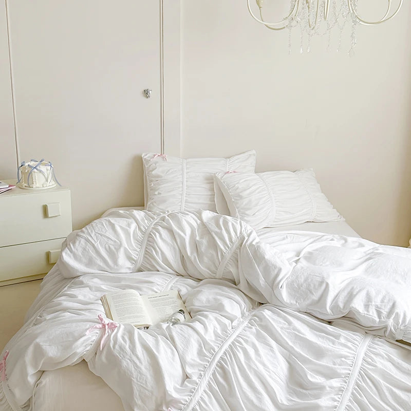 Ruffles Pleated Cotton Microfiber Duvet Cover Set - Twin to King Sizes 2