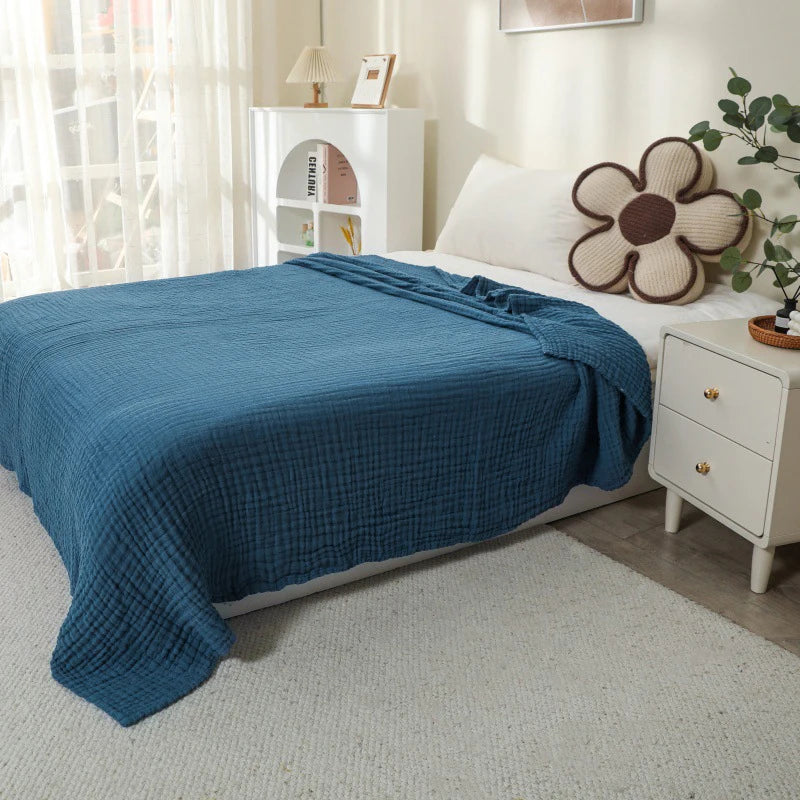100% Cotton Muslin Throw Blanket - Lightweight Boho Design for Couch & Bed 6