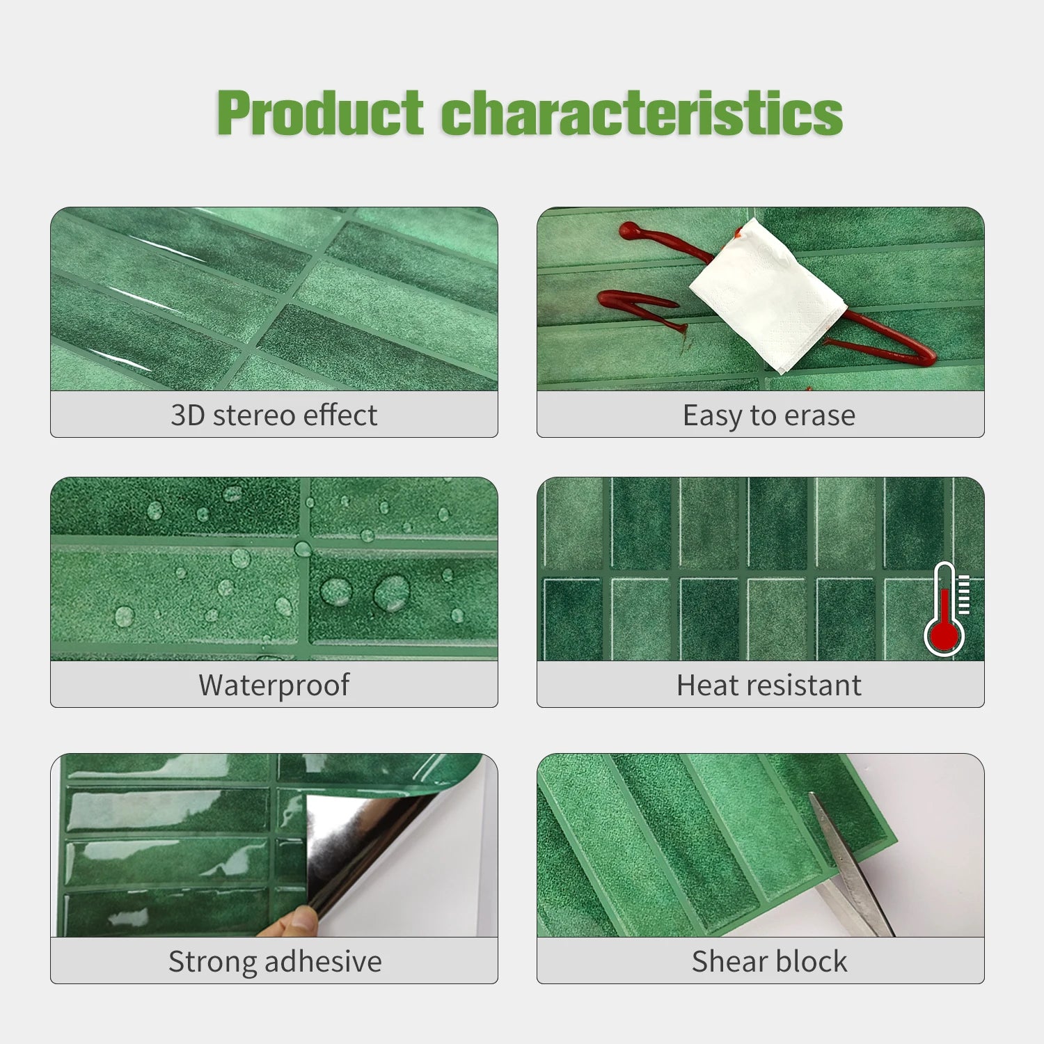 10 PCS Waterproof Self Adhesive Wall Tiles for Kitchen & Bathroom Decor 2
