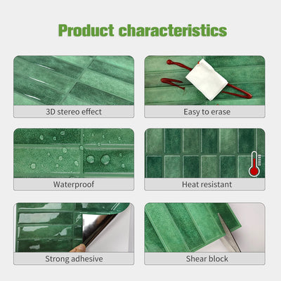 10 PCS Waterproof Self Adhesive Wall Tiles for Kitchen & Bathroom Decor 2