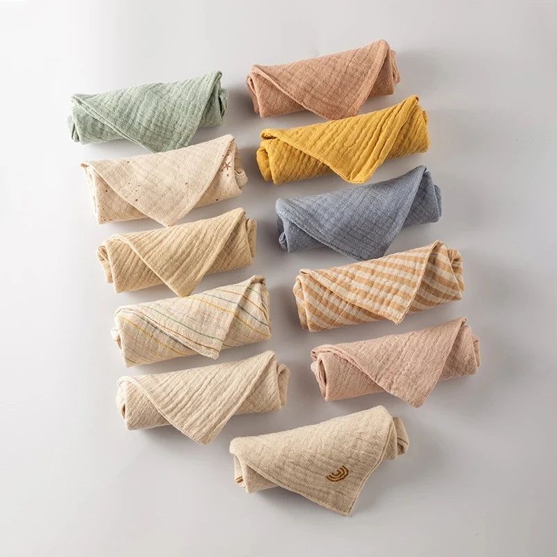 5-Pack Soft Cotton Baby Towels - Multi-Functional Muslin Squares for Bathing & Feeding 6