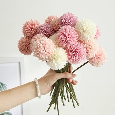 Artificial Hydrangea Flower Bouquet - 3 or 5 Pcs Silk Faux Flowers for Home Decor & Weddings 0