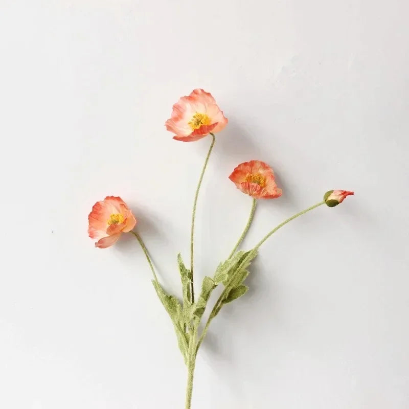 Artificial Poppy Silk Flowers Bouquet - Long Stem Faux Flower Arrangement for Home and Wedding Decor 19