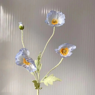 Artificial Poppy Silk Flowers Bouquet - Long Stem Faux Flower Arrangement for Home and Wedding Decor 21