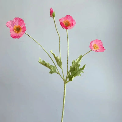 Artificial Poppy Silk Flowers Bouquet - Long Stem Faux Flower Arrangement for Home and Wedding Decor 24