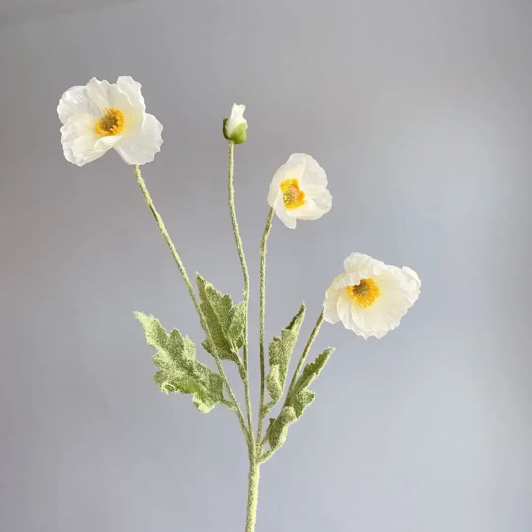 Artificial Poppy Silk Flowers Bouquet - Long Stem Faux Flower Arrangement for Home and Wedding Decor 25