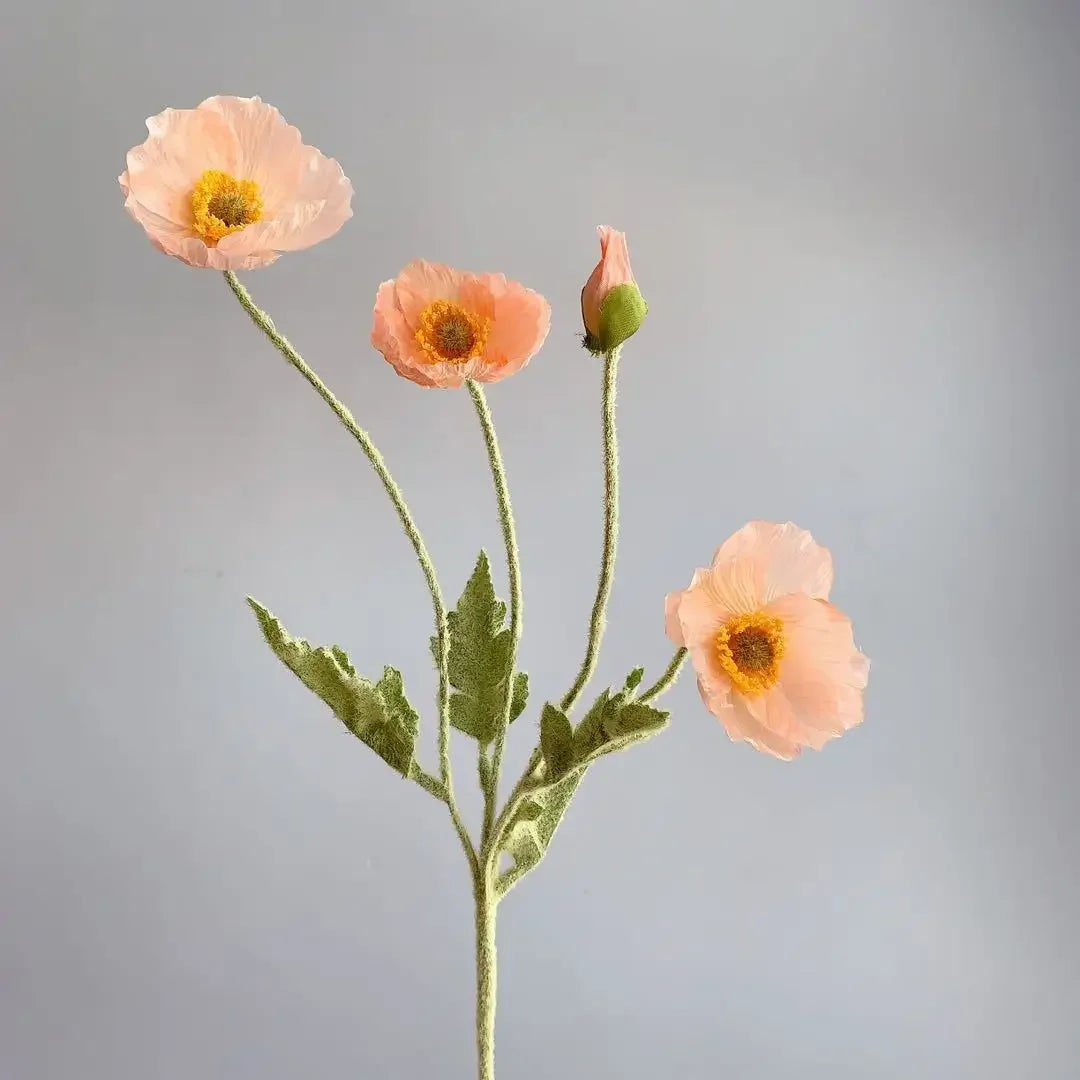 Artificial Poppy Silk Flowers Bouquet - Long Stem Faux Flower Arrangement for Home and Wedding Decor 27