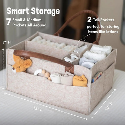 Baby Felt Diaper Caddy - Large Nappy Caddy Organizer with Handles for Nursery 2