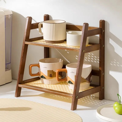 Bamboo 2-Layer Countertop Storage Shelf - Multipurpose Kitchen Organizer 0
