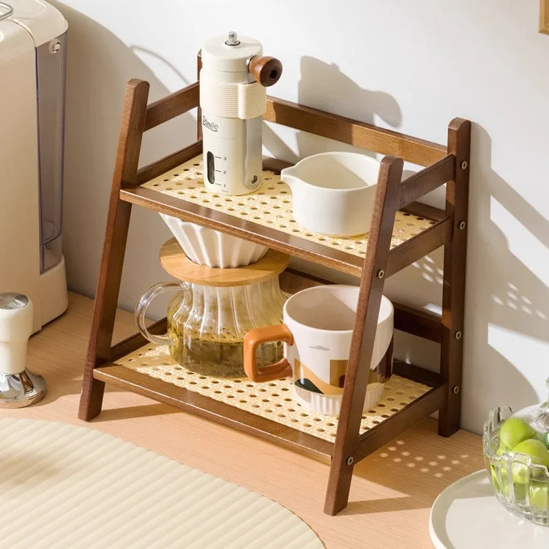 Bamboo 2-Layer Countertop Storage Shelf - Multipurpose Kitchen Organizer 1