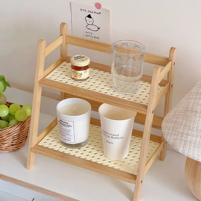 Bamboo 2-Layer Countertop Storage Shelf - Multipurpose Kitchen Organizer 4