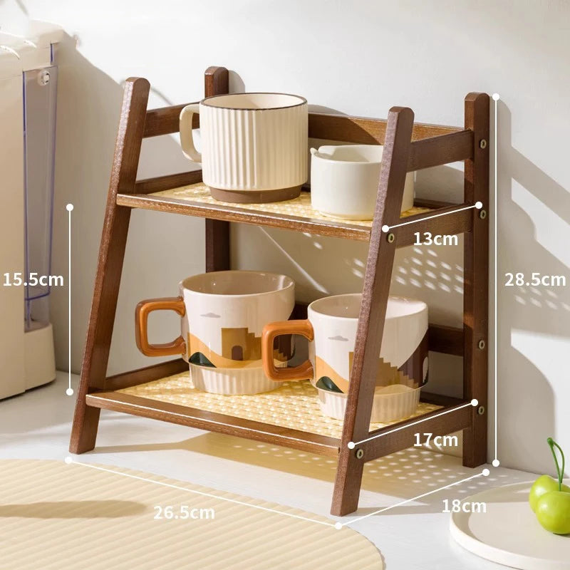 Bamboo 2-Layer Countertop Storage Shelf - Multipurpose Kitchen Organizer 6