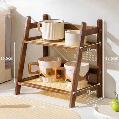 Bamboo 2-Layer Countertop Storage Shelf - Multipurpose Kitchen Organizer 6
