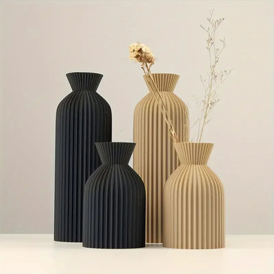 Black Boho Chic Plastic Flower Vase - 3D Printed Decorative Centerpiece 0