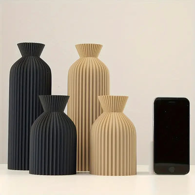 Black Boho Chic Plastic Flower Vase - 3D Printed Decorative Centerpiece 1