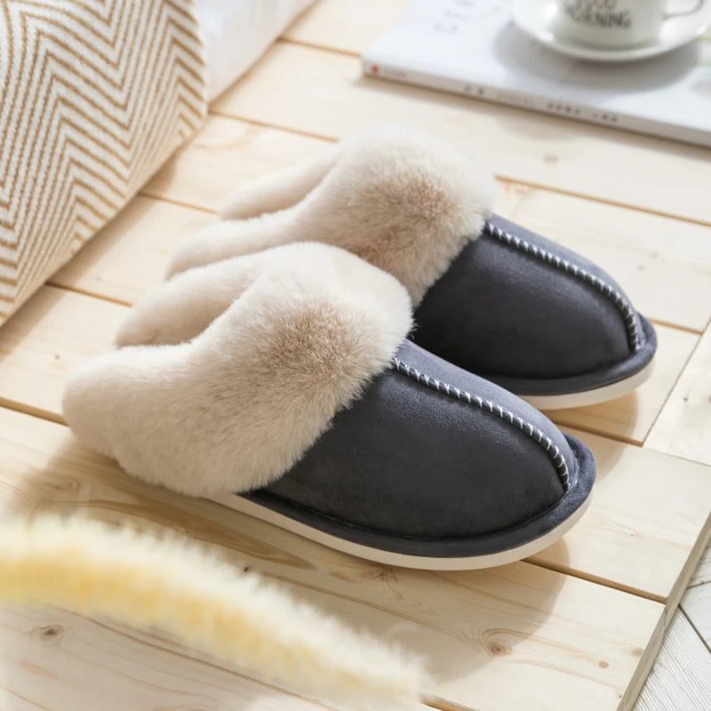 Cozy Velvet Cotton Slippers for Couples - Thick Sole Non-Slip Indoor Footwear 10