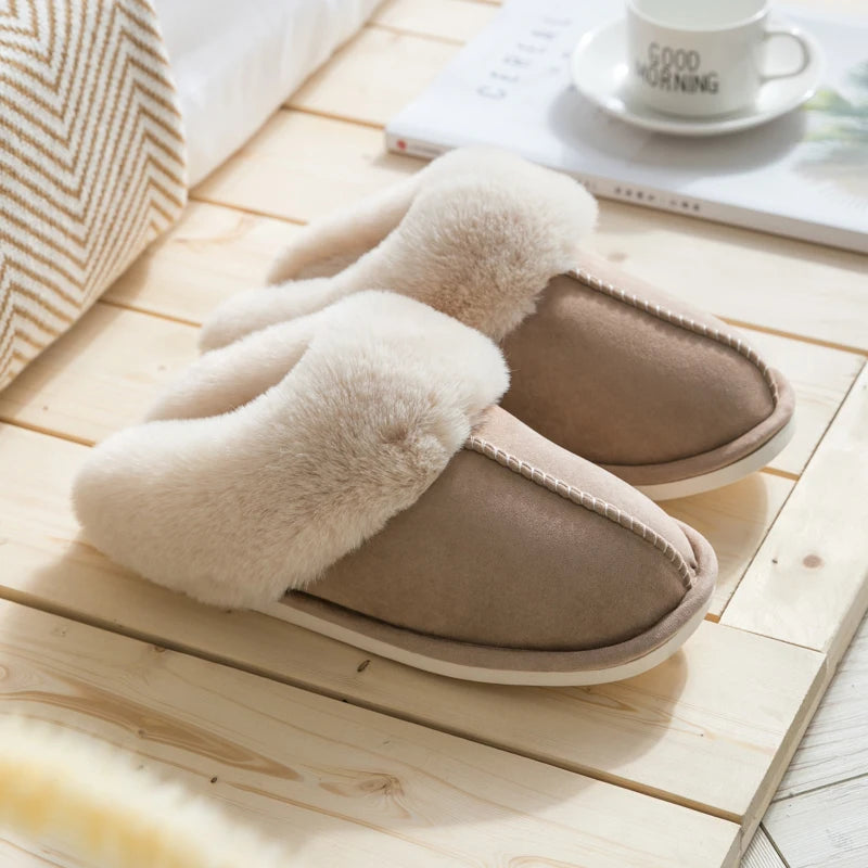 Cozy Velvet Cotton Slippers for Couples - Thick Sole Non-Slip Indoor Footwear 11