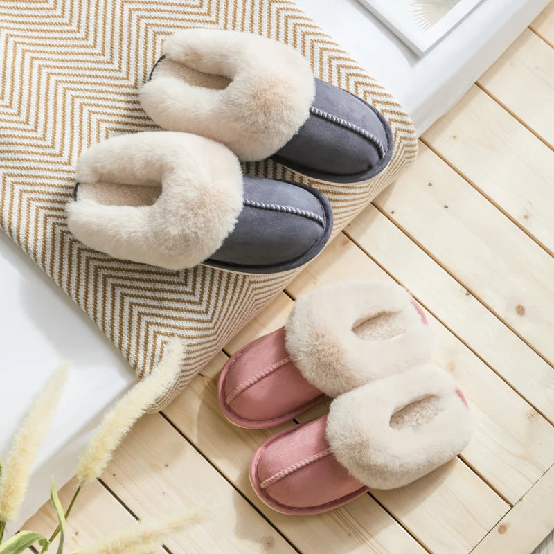 Cozy Velvet Cotton Slippers for Couples - Thick Sole Non-Slip Indoor Footwear 2