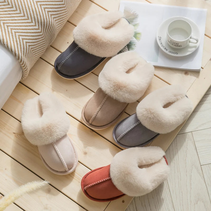 Cozy Velvet Cotton Slippers for Couples - Thick Sole Non-Slip Indoor Footwear 3