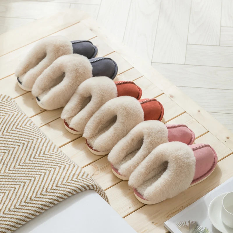 Cozy Velvet Cotton Slippers for Couples - Thick Sole Non-Slip Indoor Footwear 4