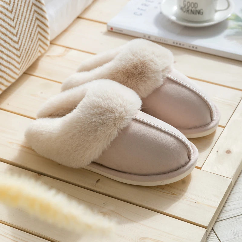 Cozy Velvet Cotton Slippers for Couples - Thick Sole Non-Slip Indoor Footwear 6
