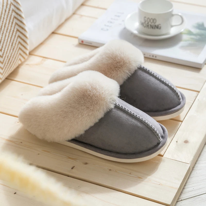 Cozy Velvet Cotton Slippers for Couples - Thick Sole Non-Slip Indoor Footwear 7