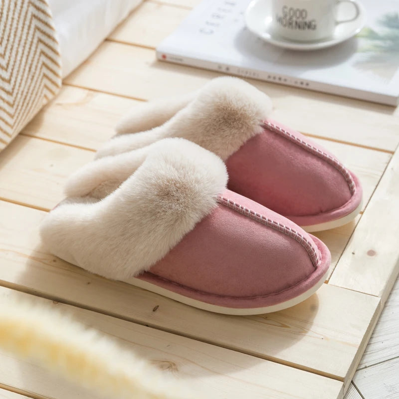 Cozy Velvet Cotton Slippers for Couples - Thick Sole Non-Slip Indoor Footwear 8