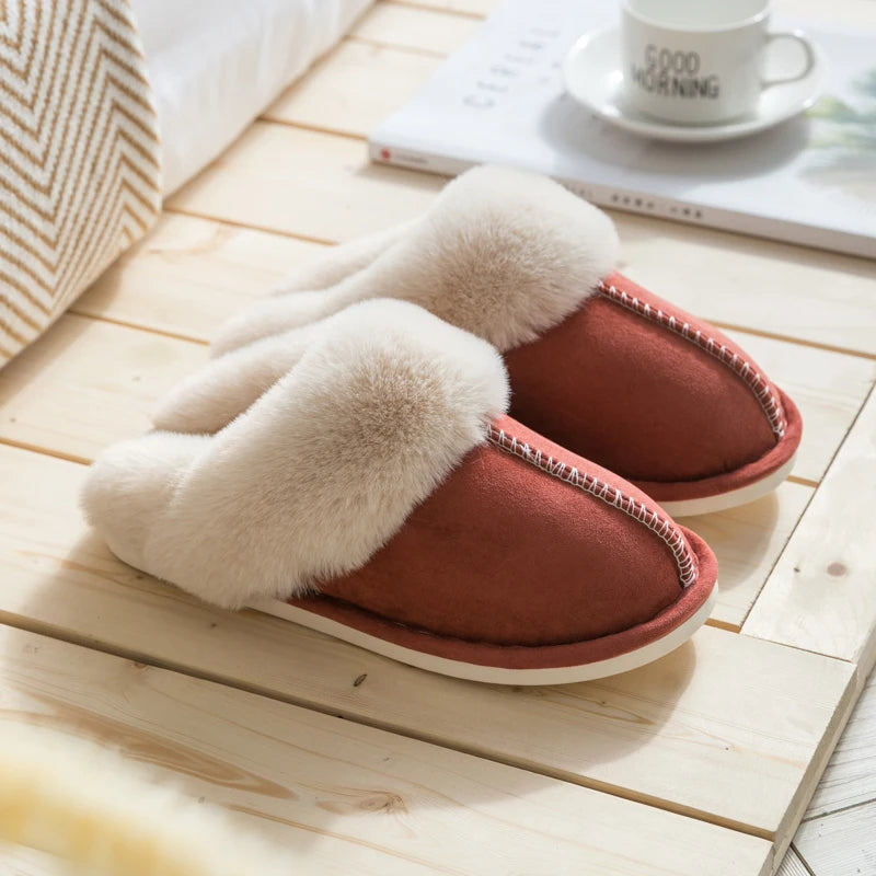 Cozy Velvet Cotton Slippers for Couples - Thick Sole Non-Slip Indoor Footwear 9