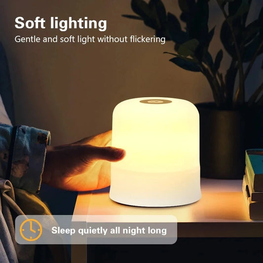 Dimmable USB Rechargeable Touch LED Bedside Lamp with 3 Color Options 0