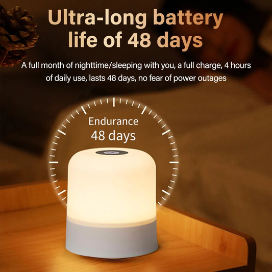 Dimmable USB Rechargeable Touch LED Bedside Lamp with 3 Color Options 3