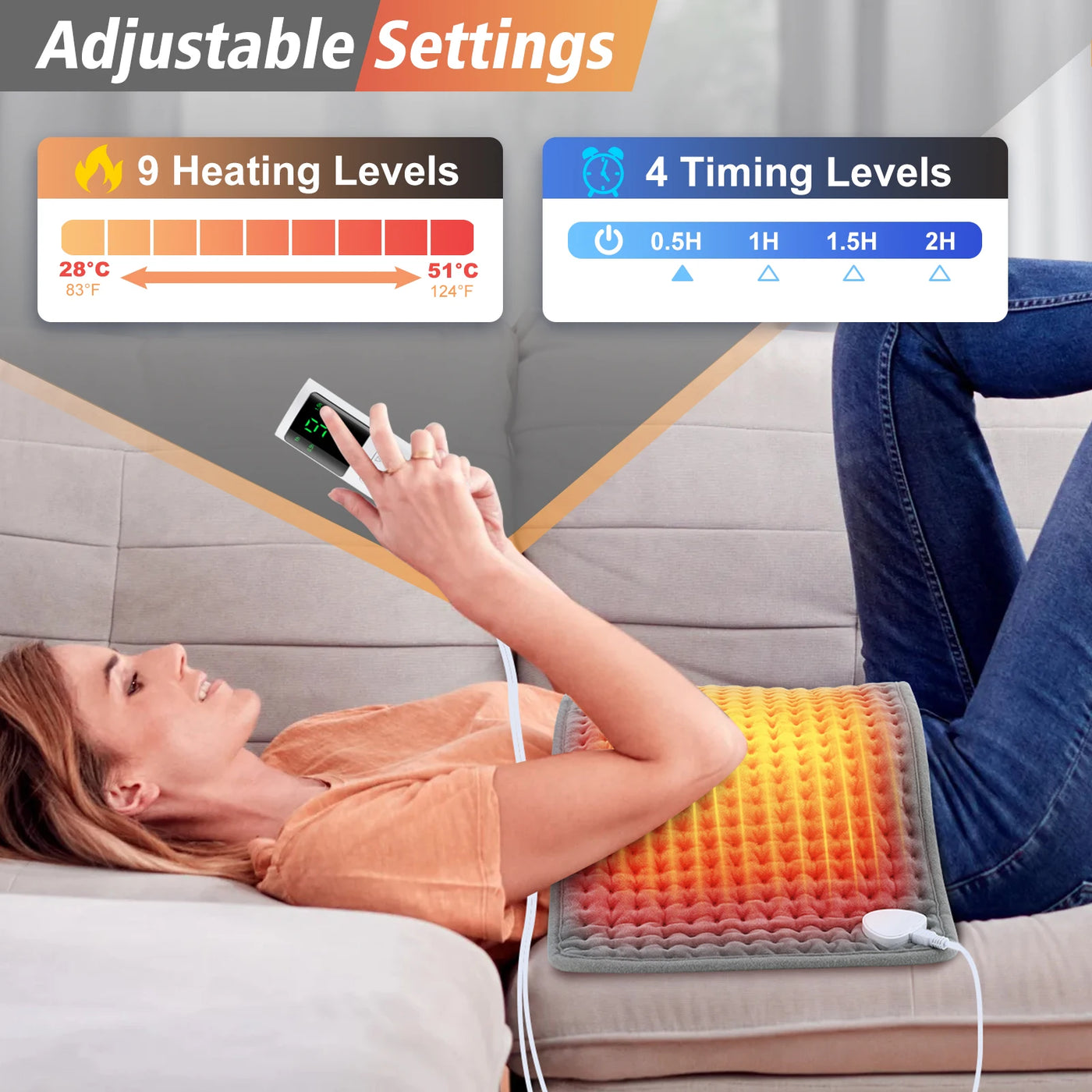 Electric Heated Throw Blanket - Soft Plush Heating Blanket with 9 Temperature Settings 1