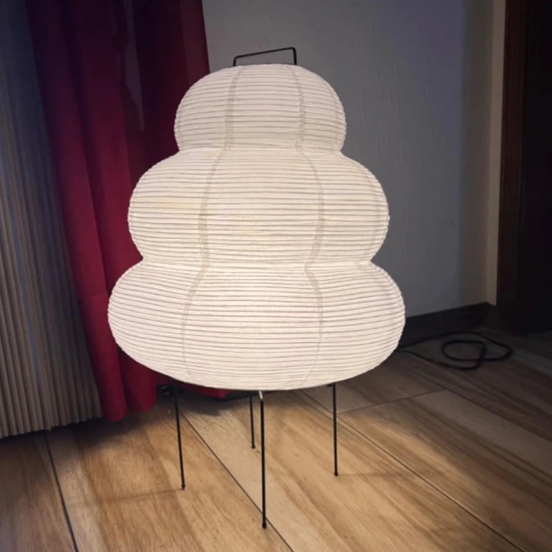Japanese Style LED Rice Paper Desk Lamp - Tricolor Dimming for Bedroom & Living Room 2