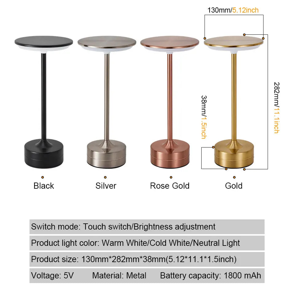 LED Cordless Table Lamp - Touch Sensor, USB Rechargeable Nightstand & Desk Light 1
