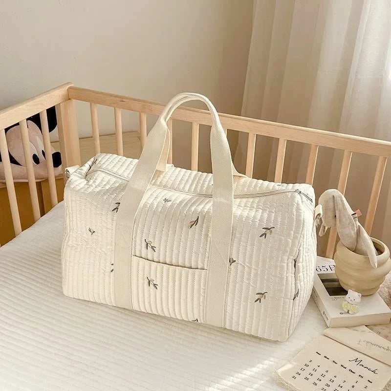 Large Capacity Embroidered Mom Travel Bag - Multi-functional Handbag 1