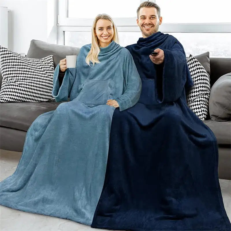 Multifunctional Wearable Blanket - Cozy Antistatic Flannel with Large Pocket 1