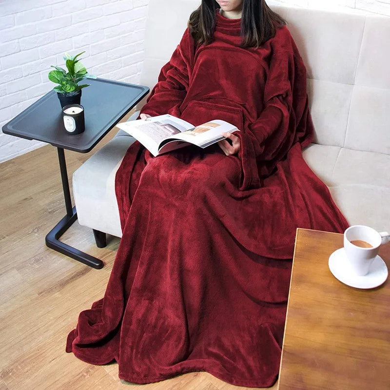 Multifunctional Wearable Blanket - Cozy Antistatic Flannel with Large Pocket 2