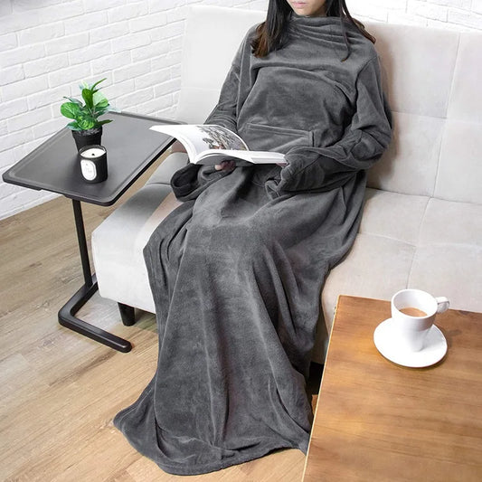Multifunctional Wearable Blanket - Cozy Antistatic Flannel with Large Pocket 3