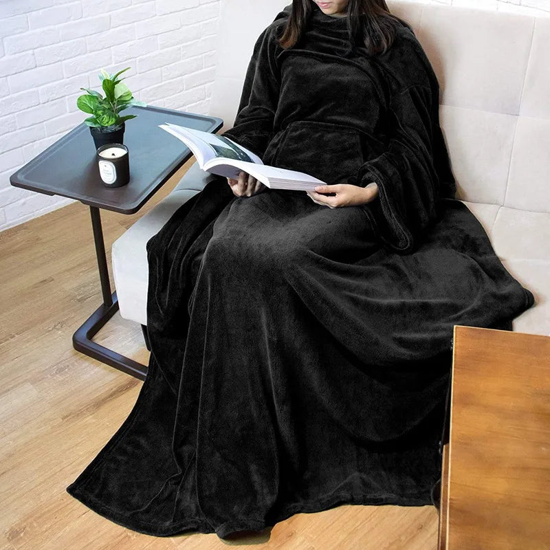 Multifunctional Wearable Blanket - Cozy Antistatic Flannel with Large Pocket 4