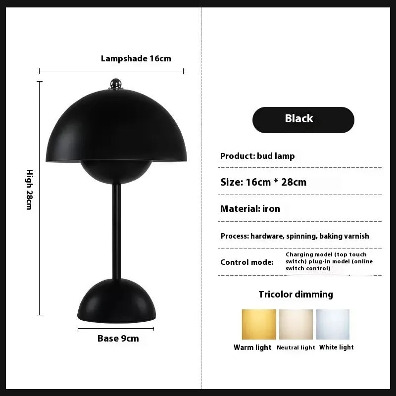 Cordless Table Lamp - Touch Control Battery Operated Bedside Light