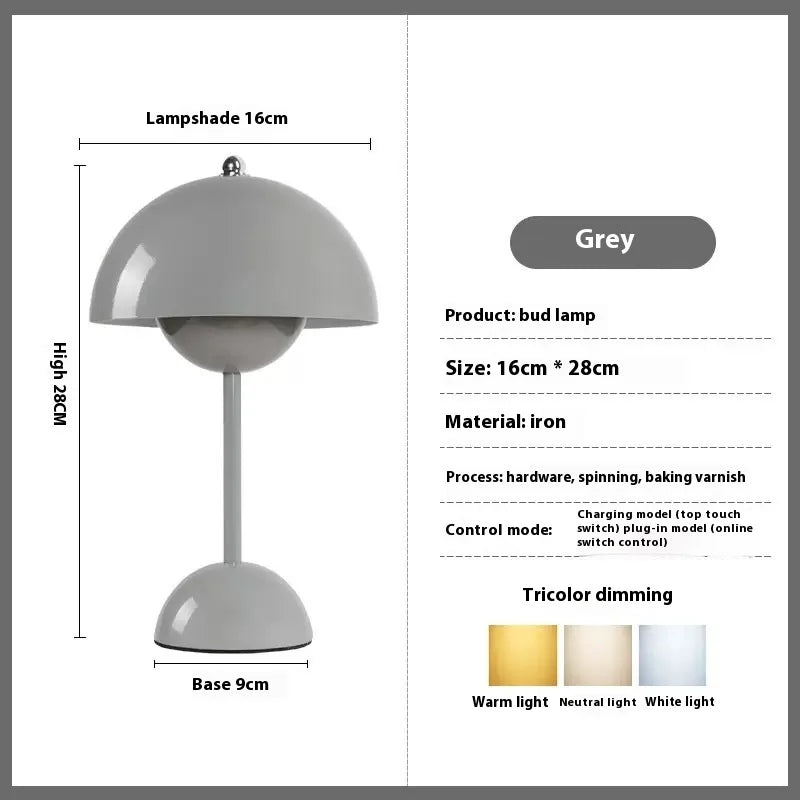 Cordless Table Lamp - Touch Control Battery Operated Bedside Light