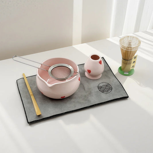 Pink Heart Decal Matcha Set - Complete Tea Experience with Bowl, Whisk, and Bamboo Accessories 2