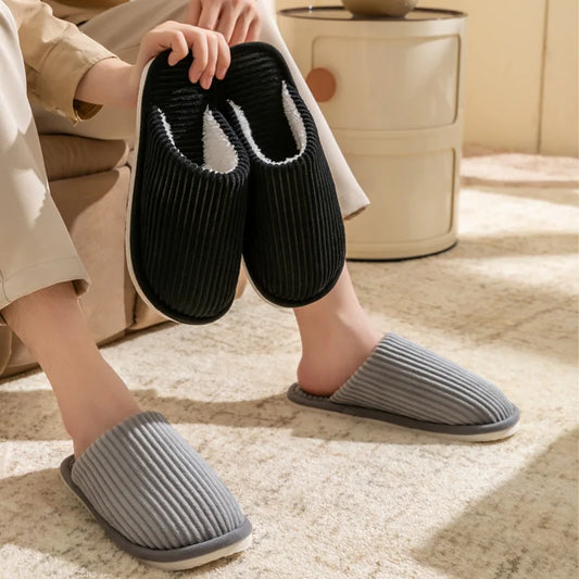 Plush Winter Men's Slippers - Non-Slip Indoor Comfort for Cold Days 1