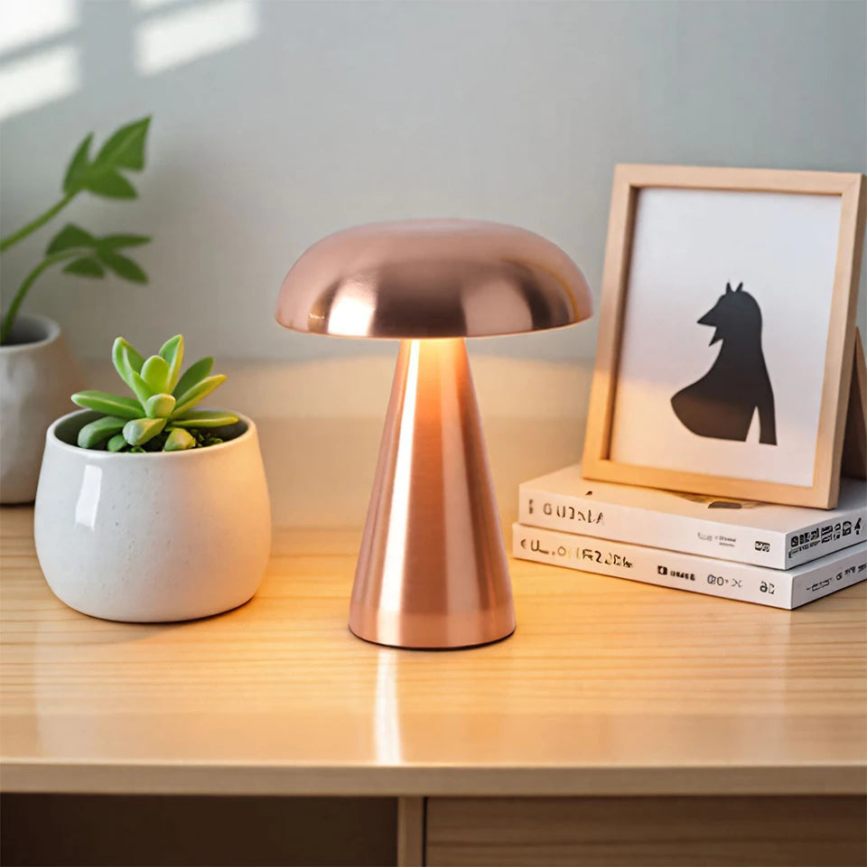 Rechargeable Mushroom LED Table Lamp - Cordless Touch Sensor Bedside Light 3