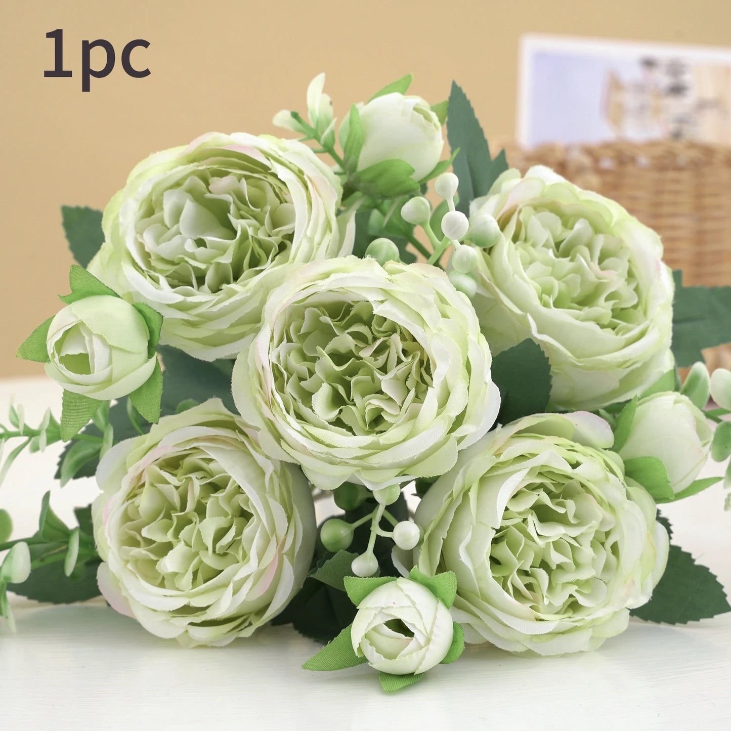 Rose Pink Silk Peony Bouquet - 30cm Artificial Flower Arrangement for Weddings and Home Decor 13