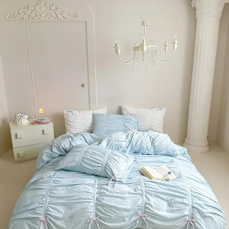Ruffles Pleated Cotton Microfiber Duvet Cover Set - Twin to King Sizes 10