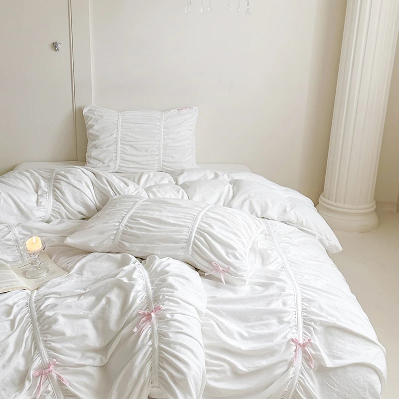 Ruffles Pleated Cotton Microfiber Duvet Cover Set - Twin to King Sizes 3