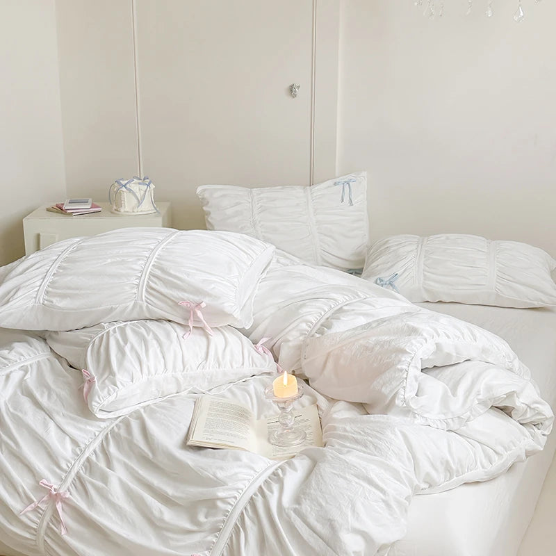 Ruffles Pleated Cotton Microfiber Duvet Cover Set - Twin to King Sizes 4